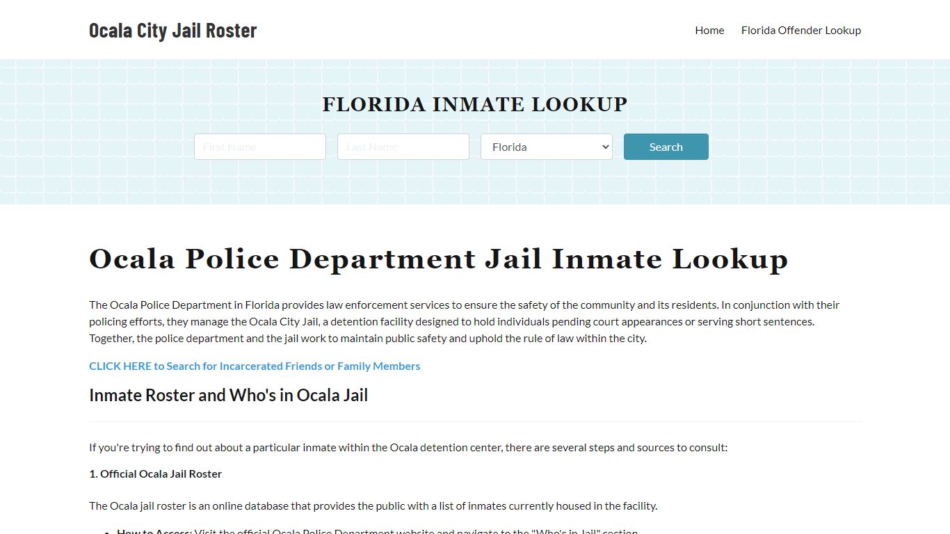 Ocala Police Department & City Jail, FL Inmate Roster, Arrests, Mugshots